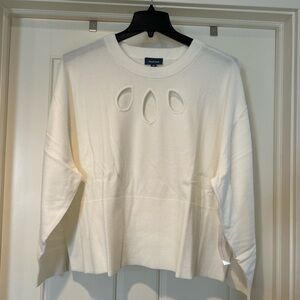 Modcloth Cream Sweatshirt with Cutout Design